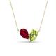 1 - Zemi 1.75 ctw Pear Shape Lab Grown Ruby and Peridot (7x5 mm) Toi Et Moi Pendant Necklace 