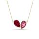 1 - Zemi 1.65 ctw Pear Shape Lab Grown Ruby and Pink Tourmaline (7x5 mm) Toi Et Moi Pendant Necklace 