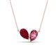 1 - Zemi 1.65 ctw Pear Shape Lab Grown Ruby and Pink Tourmaline (7x5 mm) Toi Et Moi Pendant Necklace 