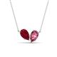1 - Zemi 1.65 ctw Pear Shape Lab Grown Ruby and Pink Tourmaline (7x5 mm) Toi Et Moi Pendant Necklace 