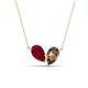 1 - Zemi 1.60 ctw Pear Shape Lab Grown Ruby and Smoky Quartz (7x5 mm) Toi Et Moi Pendant Necklace 