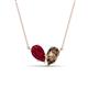 1 - Zemi 1.60 ctw Pear Shape Lab Grown Ruby and Smoky Quartz (7x5 mm) Toi Et Moi Pendant Necklace 