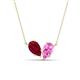 1 - Zemi 1.85 ctw Pear Shape Lab Grown Ruby and Lab Grown Pink Sapphire (7x5 mm) Toi Et Moi Pendant Necklace 