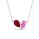 1 - Zemi 1.85 ctw Pear Shape Lab Grown Ruby and Lab Grown Pink Sapphire (7x5 mm) Toi Et Moi Pendant Necklace 