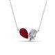 1 - Zemi 1.75 ctw Pear Shape Lab Grown Ruby and Natural Diamond (7x5 mm) Toi Et Moi Pendant Necklace 