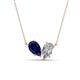 1 - Zemi 1.75 ctw Pear Shape Lab Grown Blue Sapphire and Moissanite (7x5 mm) Toi Et Moi Pendant Necklace 