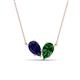 1 - Zemi 1.70 ctw Pear Shape Lab Grown Blue Sapphire and Lab Grown Emerald (7x5 mm) Toi Et Moi Pendant Necklace 