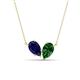 1 - Zemi 1.70 ctw Pear Shape Lab Grown Blue Sapphire and Lab Grown Emerald (7x5 mm) Toi Et Moi Pendant Necklace 