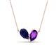 1 - Zemi 1.55 ctw Pear Shape Lab Grown Blue Sapphire and Amethyst (7x5 mm) Toi Et Moi Pendant Necklace 