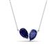 1 - Zemi 1.50 ctw Pear Shape Lab Grown Blue Sapphire and Iolite (7x5 mm) Toi Et Moi Pendant Necklace 