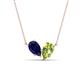 1 - Zemi 1.70 ctw Pear Shape Lab Grown Blue Sapphire and Peridot (7x5 mm) Toi Et Moi Pendant Necklace 