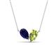 1 - Zemi 1.70 ctw Pear Shape Lab Grown Blue Sapphire and Peridot (7x5 mm) Toi Et Moi Pendant Necklace 