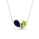 1 - Zemi 1.70 ctw Pear Shape Lab Grown Blue Sapphire and Peridot (7x5 mm) Toi Et Moi Pendant Necklace 
