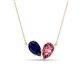 1 - Zemi 1.60 ctw Pear Shape Lab Grown Blue Sapphire and Pink Tourmaline (7x5 mm) Toi Et Moi Pendant Necklace 
