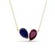 1 - Zemi 1.80 ctw Pear Shape Lab Grown Blue Sapphire and Rhodolite Garnet (7x5 mm) Toi Et Moi Pendant Necklace 