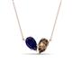 1 - Zemi 1.55 ctw Pear Shape Lab Grown Blue Sapphire and Smoky Quartz (7x5 mm) Toi Et Moi Pendant Necklace 
