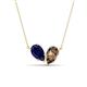 1 - Zemi 1.55 ctw Pear Shape Lab Grown Blue Sapphire and Smoky Quartz (7x5 mm) Toi Et Moi Pendant Necklace 