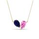 1 - Zemi 1.80 ctw Pear Lab Grown Blue Sapphire and Lab Grown Pink Sapphire (7x5 mm) Toi Et Moi Pendant Necklace 