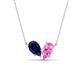 1 - Zemi 1.80 ctw Pear Lab Grown Blue Sapphire and Lab Grown Pink Sapphire (7x5 mm) Toi Et Moi Pendant Necklace 