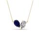 1 - Zemi 1.65 ctw Pear Shape Lab Grown Blue Sapphire and IGI Certified Lab Grown Diamond (7x5 mm) Toi Et Moi Pendant Necklace 
