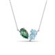 1 - Zemi 1.46 ctw Pear Shape Created Alexandrite and Aquamarine (7x5 mm) Toi Et Moi Pendant Necklace 