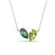 1 - Zemi 1.66 ctw Pear Shape Created Alexandrite and Peridot (7x5 mm) Toi Et Moi Pendant Necklace 