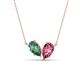 1 - Zemi 1.56 ctw Pear Shape Created Alexandrite and Pink Tourmaline (7x5 mm) Toi Et Moi Pendant Necklace 