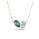 1 - Zemi 1.46 ctw Pear Shape Created Alexandrite and Aquamarine (7x5 mm) Toi Et Moi Pendant Necklace 