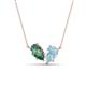 1 - Zemi 1.46 ctw Pear Shape Created Alexandrite and Aquamarine (7x5 mm) Toi Et Moi Pendant Necklace 