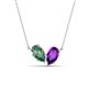1 - Zemi 1.51 ctw Pear Shape Created Alexandrite and Amethyst (7x5 mm) Toi Et Moi Pendant Necklace 