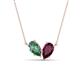 1 - Zemi 1.76 ctw Pear Shape Created Alexandrite and Rhodolite Garnet (7x5 mm) Toi Et Moi Pendant Necklace 