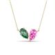 1 - Zemi 1.76 ctw Pear Shape Created Alexandrite and Lab Grown Pink Sapphire (7x5 mm) Toi Et Moi Pendant Necklace 