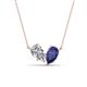 1 - Zemi 1.40 ctw Pear Shape Natural Diamond and Iolite (7x5 mm) Toi Et Moi Pendant Necklace 