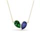 1 - Zemi 1.40 ctw Pear Shape Lab Grown Emerald and Iolite (7x5 mm) Toi Et Moi Pendant Necklace 