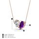 4 - Zemi 1.30 ctw Pear Shape Lab Grown Diamond and Amethyst (7x5 mm) Toi Et Moi Pendant Necklace 