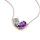 5 - Zemi 1.30 ctw Pear Shape Lab Grown Diamond and Amethyst (7x5 mm) Toi Et Moi Pendant Necklace 
