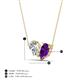 4 - Zemi 1.30 ctw Pear Shape Lab Grown Diamond and Amethyst (7x5 mm) Toi Et Moi Pendant Necklace 