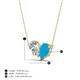 4 - Zemi 1.00 ctw Pear Shape Lab Grown Diamond and Turquoise (7x5 mm) Toi Et Moi Pendant Necklace 