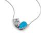 5 - Zemi 1.00 ctw Pear Shape Lab Grown Diamond and Turquoise (7x5 mm) Toi Et Moi Pendant Necklace 