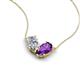 5 - Zemi 1.45 ctw Pear Shape Natural Diamond and Amethyst (7x5 mm) Toi Et Moi Pendant Necklace 