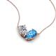 5 - Zemi 1.65 ctw Pear Shape Natural Diamond and Blue Topaz (7x5 mm) Toi Et Moi Pendant Necklace 