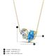 4 - Zemi 1.65 ctw Pear Shape Natural Diamond and Blue Topaz (7x5 mm) Toi Et Moi Pendant Necklace 