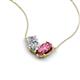 5 - Zemi 1.50 ctw Pear Shape Natural Diamond and Pink Tourmaline (7x5 mm) Toi Et Moi Pendant Necklace 