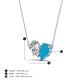 4 - Zemi 1.15 ctw Pear Shape Natural Diamond and Turquoise (7x5 mm) Toi Et Moi Pendant Necklace 