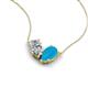 5 - Zemi 1.15 ctw Pear Shape Natural Diamond and Turquoise (7x5 mm) Toi Et Moi Pendant Necklace 