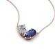 5 - Zemi 1.40 ctw Pear Shape Natural Diamond and Iolite (7x5 mm) Toi Et Moi Pendant Necklace 