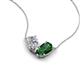 5 - Zemi 1.60 ctw Pear Shape Natural Diamond and Lab Grown Emerald (7x5 mm) Toi Et Moi Pendant Necklace 