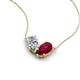 5 - Zemi 1.75 ctw Pear Shape Natural Diamond and Lab Grown Ruby (7x5 mm) Toi Et Moi Pendant Necklace 