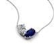 5 - Zemi 1.70 ctw Pear Shape Natural Diamond and Lab Grown Blue Sapphire (7x5 mm) Toi Et Moi Pendant Necklace 