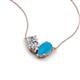 5 - Zemi 1.20 ctw Pear Shape Moissanite and Turquoise (7x5 mm) Toi Et Moi Pendant Necklace 